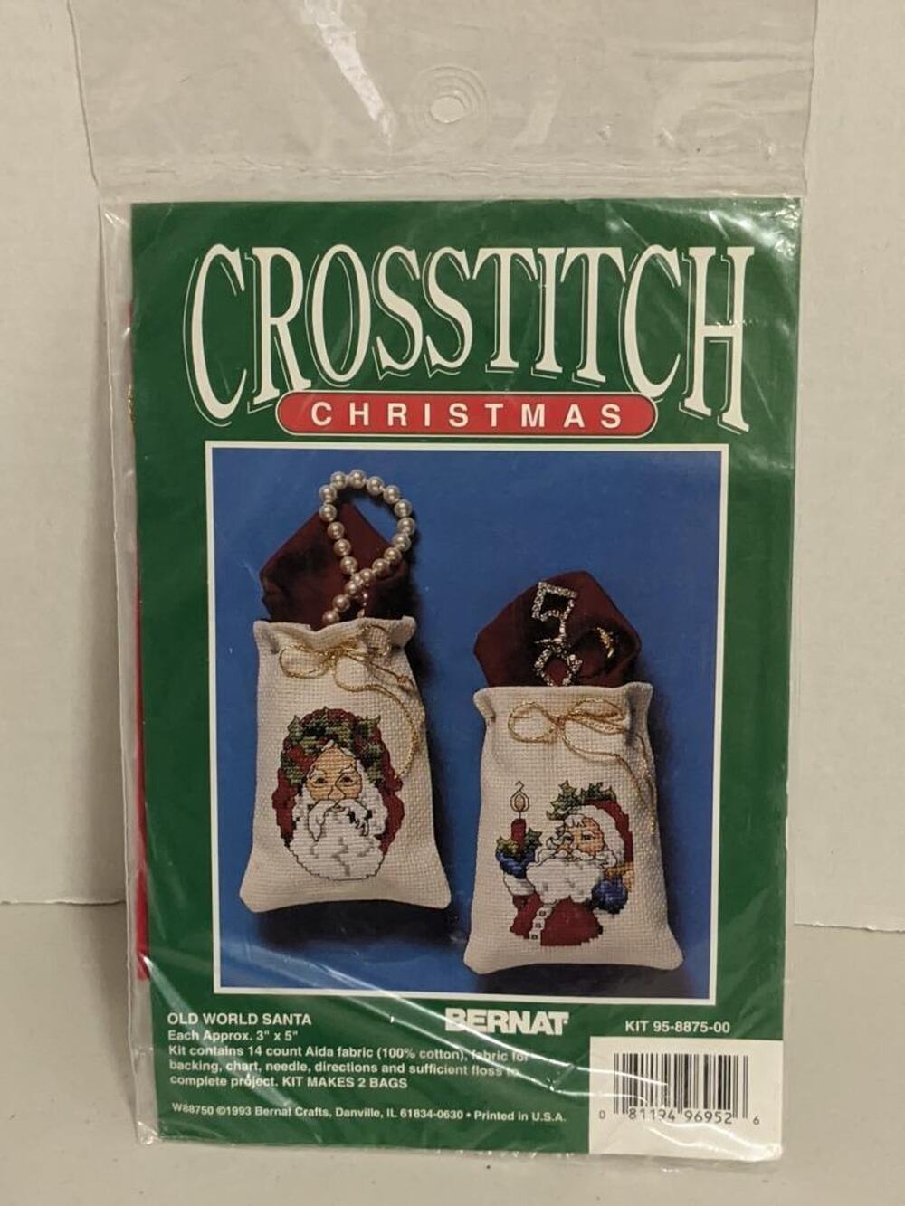 Bernat Old World Santa Bags Cross Stitch Christmas Kti 95-8875-00 New -102026